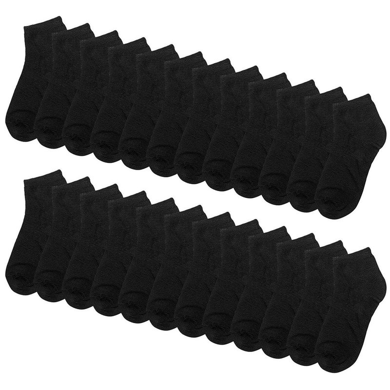 Falari 24 Pairs Boy Kids Cotton Socks (2-4 Years, Black)